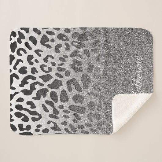 Glitter Leopard Print Sherpa Deken (Voorkant (horizontaal))