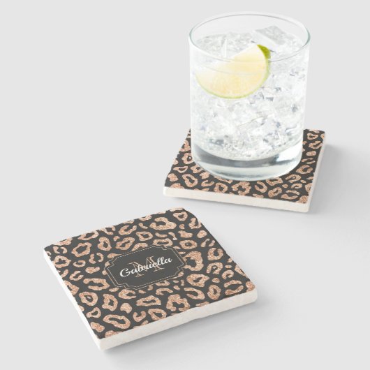 Glitter Leopard Print Stenen Onderzetter (Zijkant)