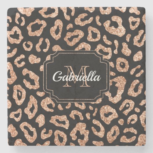 Glitter Leopard Print Stenen Onderzetter (Voorkant)