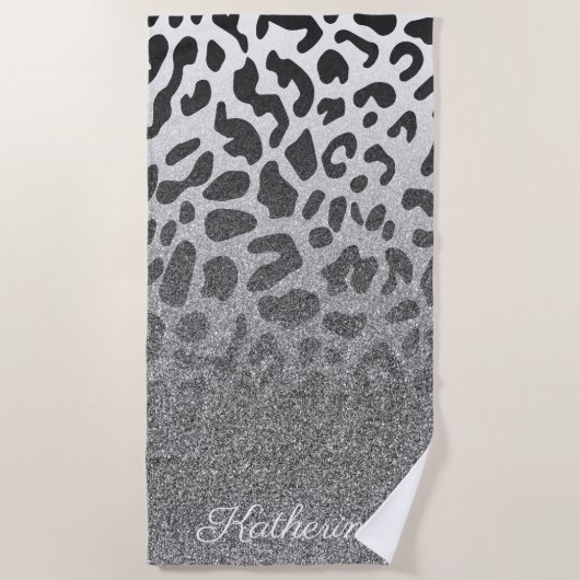 Glitter Leopard Print Strandlaken (Voorkant)
