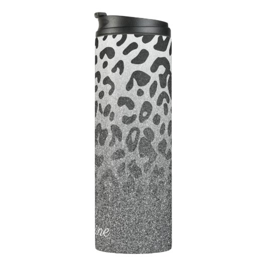 Glitter Leopard Print Thermosbeker (Geroteerd rechts)
