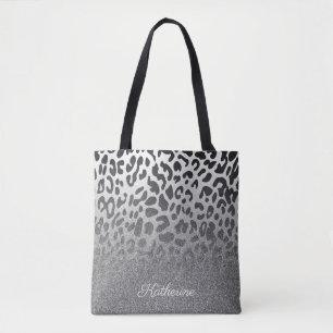 Glitter Leopard Print Tote Bag