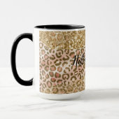 Glitter Leopard-printer voor Girly Gold Peach Mok (Links)
