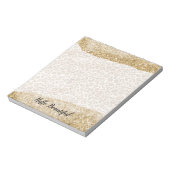Glitter Leopard-printer voor Girly Gold Peach Notitieblok (Linkerzijde)