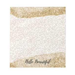 Glitter Leopard-printer voor Girly Gold Peach Notitieblok