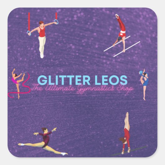Glitter Leo's - De ultieme turnwinkel Vierkante Sticker (Voorkant)
