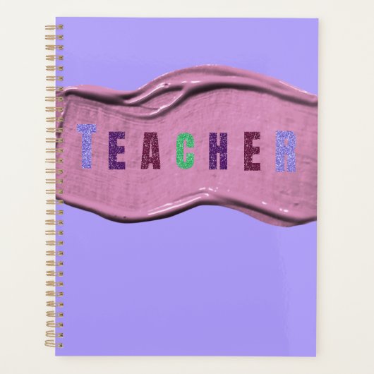 Glitter Leraar Kleurrijke Letters Planner (Voorkant)