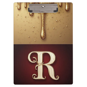 Glitter Letter R Monogram Met Druipende Vloeistof Klembord