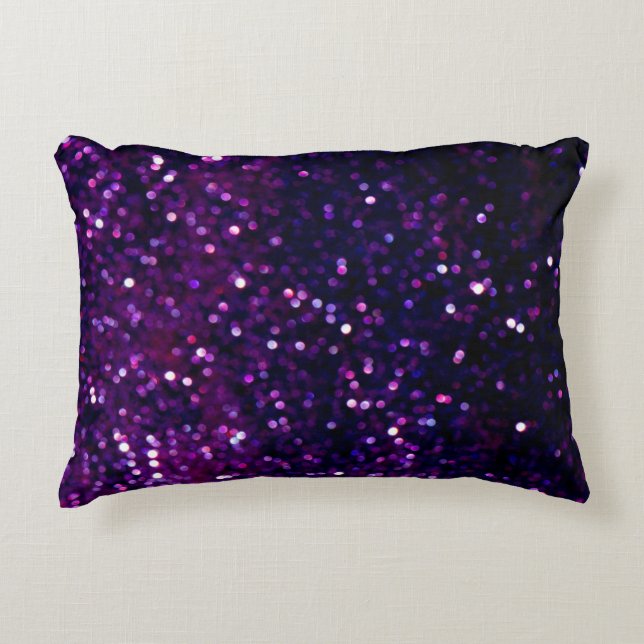 Glitter  licht achtergrond paars en zwart accent kussen (Voorkant)