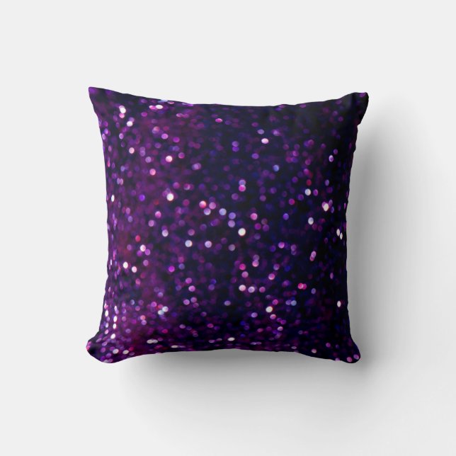 Glitter  licht achtergrond paars en zwart kussen (Voorkant)