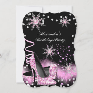 Glitter Licht Roze Hoge Hakken Verjaardagsfeestje Kaart