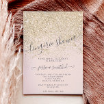 Glitter lichtgouden roze lingerie vrijgezellenfees kaart<br><div class="desc">Een moderne typografie,   chique en elegante faux light gold glitter shower ombre met pastel blush roze kleurenblok lingerie vrijgezellenfeest feestuitnodiging.</div>