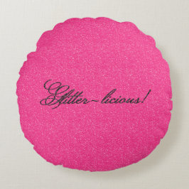 Glitter-licious, roze-Black Round Sierkussen Rond Kussen