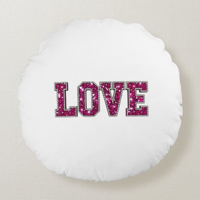 Glitter Liefde Rond Kussen (Voorkant)