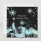 Glitter Light Blauwgroen Blue High Heels Birthday  Kaart (Voorkant)