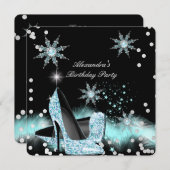 Glitter Light Blauwgroen Blue High Heels Birthday  Kaart (Voorkant / Achterkant)