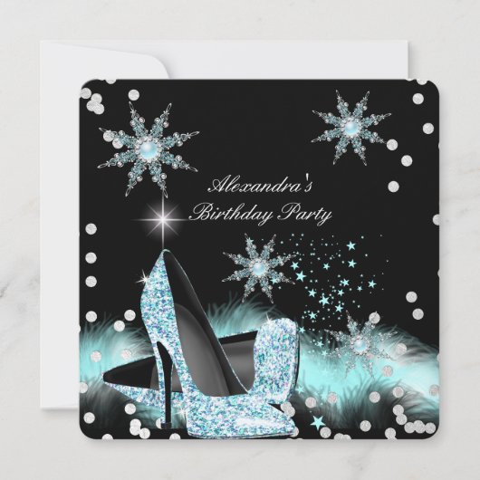 Glitter Light Blauwgroen Blue High Heels Birthday  Kaart (Voorkant)