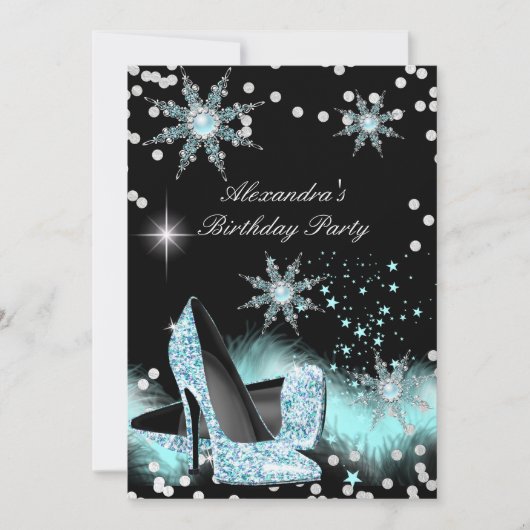 Glitter Light Blauwgroen Blue High Heels Birthday  Kaart (Voorkant)