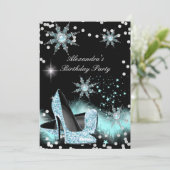 Glitter Light Blauwgroen Blue High Heels Birthday  Kaart (Staand voorkant)