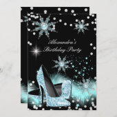 Glitter Light Blauwgroen Blue High Heels Birthday  Kaart (Voorkant / Achterkant)