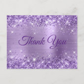 Glitter Light Paars Folie 50th Birthday Dank u Briefkaart (Voorkant)