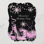 Glitter Light Pink High Heels Birthday Party Kaart (Voorkant / Achterkant)