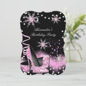 Glitter Light Pink High Heels Birthday Party Kaart (Staand voorkant)