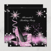 Glitter Light Pink High Heels Birthday Party Kaart (Voorkant / Achterkant)