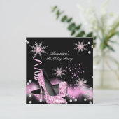 Glitter Light Pink High Heels Birthday Party Kaart (Staand voorkant)