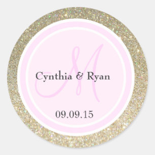 Glitter & Light Pink Weddenschap Ronde Sticker