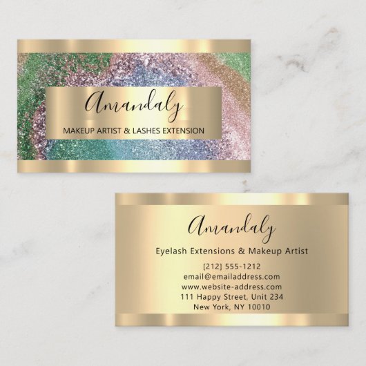 Glitter Lijst Event Planner Beauty Studio SPA Visitekaartje (Voorkant / Achterkant)