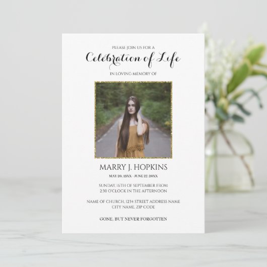 Glitter Lijst Foto's Uitnodiging tot leven (Staand voorkant)