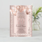 Glitter Lijst, Kroon, Ballonnen 70e Verjaardag Kaart (Staand voorkant)