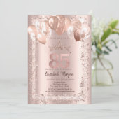 Glitter Lijst, Kroon, Ballonnen 85e Verjaardag Kaart (Staand voorkant)