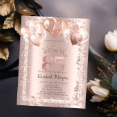 Glitter Lijst, Kroon, Ballonnen 85e Verjaardag Kaart