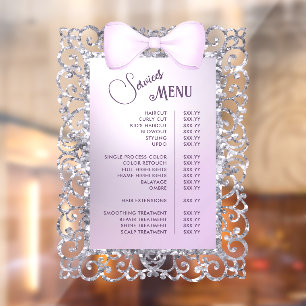 Glitter Lijst Lila Bow Services Menu Raamsticker