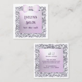 Glitter Lijst Lila Bow Visitekaartje (Voorkant / Achterkant)