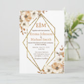 Glitter Lijst met Bloemen huwelijksuitnodigingen Kaart (Staand voorkant)