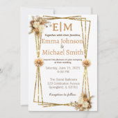 Glitter Lijst met Bloemen huwelijksuitnodigingen Kaart (Voorkant)