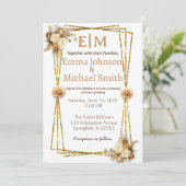 Glitter Lijst met Bloemen huwelijksuitnodigingen Kaart (Staand voorkant)