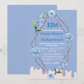 Glitter Lijst met Bloemen huwelijksuitnodigingen Kaart