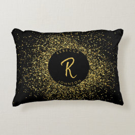 Glitter Lijst monogram goud & zwart Accent Kussen
