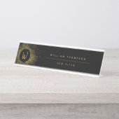 Glitter Lijst monogram goud & zwart Bureau Naambordje (Voorkant)