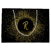 Glitter Lijst monogram goud & zwart Groot Cadeauzakje (Achterkant)