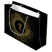 Glitter Lijst monogram goud & zwart Groot Cadeauzakje (Voorkant Gekanteld)