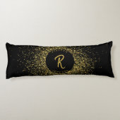 Glitter Lijst monogram goud & zwart Lichaamskussen (Achterkant)