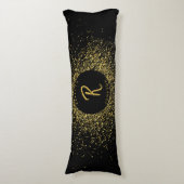 Glitter Lijst monogram goud & zwart Lichaamskussen (Voorkant Verticaal)