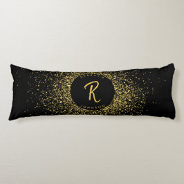 Glitter Lijst monogram goud & zwart Lichaamskussen