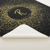 Glitter Lijst monogram goud & zwart Sherpa Deken (3/4)