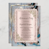 Glitter Lijst, Roos Gold, marble Retirement Kaart (Voorkant / Achterkant)